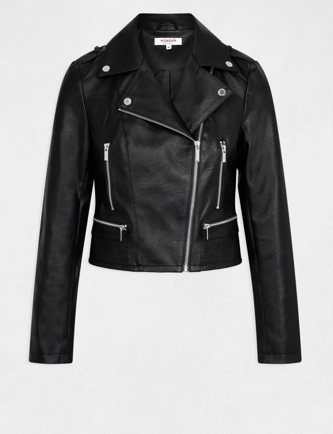 Morgan Manteaux>Blouson Droit Avec Col Crante A Revers Femme | Noir