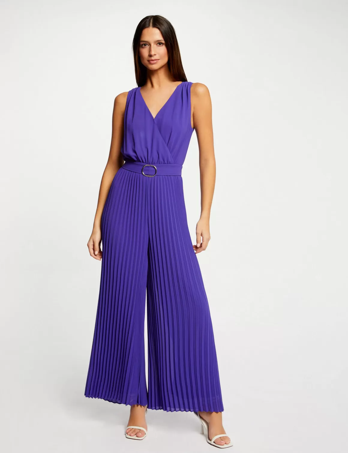 Morgan Combinaisons>Combinaison Ample A Jambes Plissees Violet Fonce Femme | Violet_Fonce