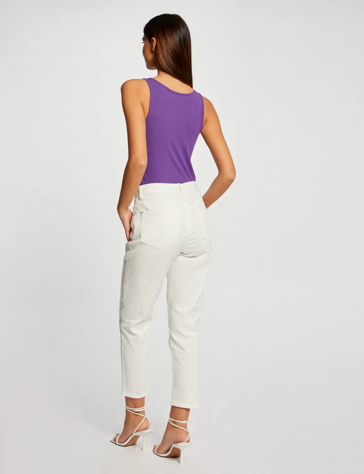 Morgan Tops Et T-Shirts>Debardeur Avec Bretelles A Ornements Violet Fonce Femme | Violet_Fonce
