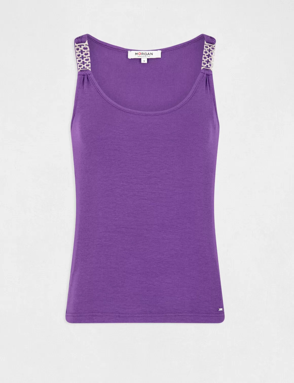 Morgan Tops Et T-Shirts>Debardeur Avec Bretelles A Ornements Violet Fonce Femme | Violet_Fonce