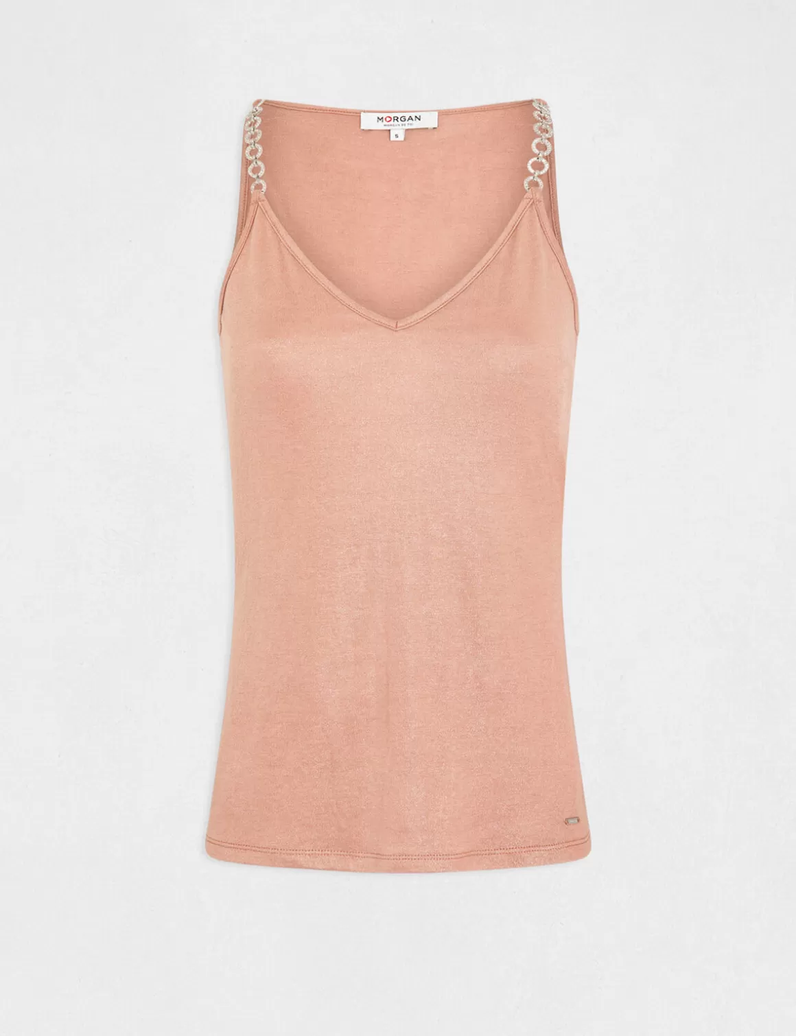 Morgan Tops Et T-Shirts>Debardeur Bretelles Fines Avec Chaines Rose Moyen Femme | Rose_Moyen