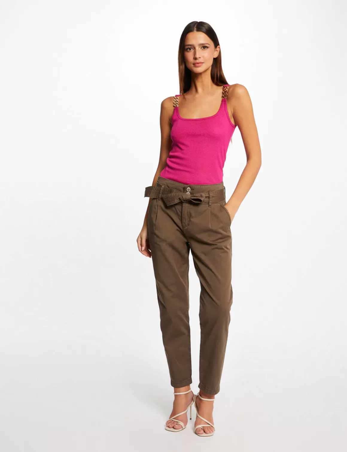 Morgan Tops Et T-Shirts>Debardeur Bretelles Larges Avec Chaines Rose Fonce Femme | Rose_Fonce