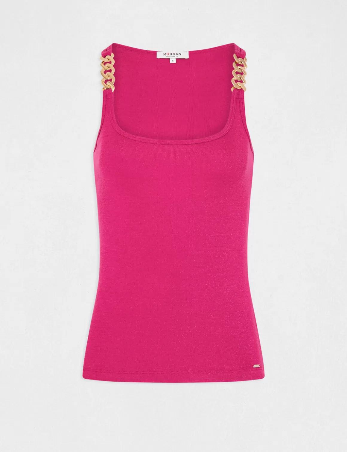 Morgan Tops Et T-Shirts>Debardeur Bretelles Larges Avec Chaines Rose Fonce Femme | Rose_Fonce