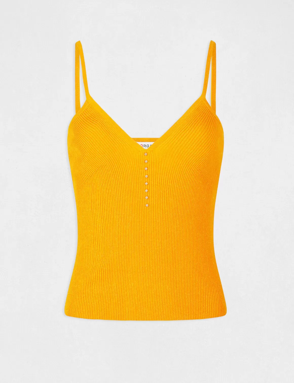 Morgan Tops Et T-Shirts>Debardeur Pull Col En V Avec Perles Femme | Orange