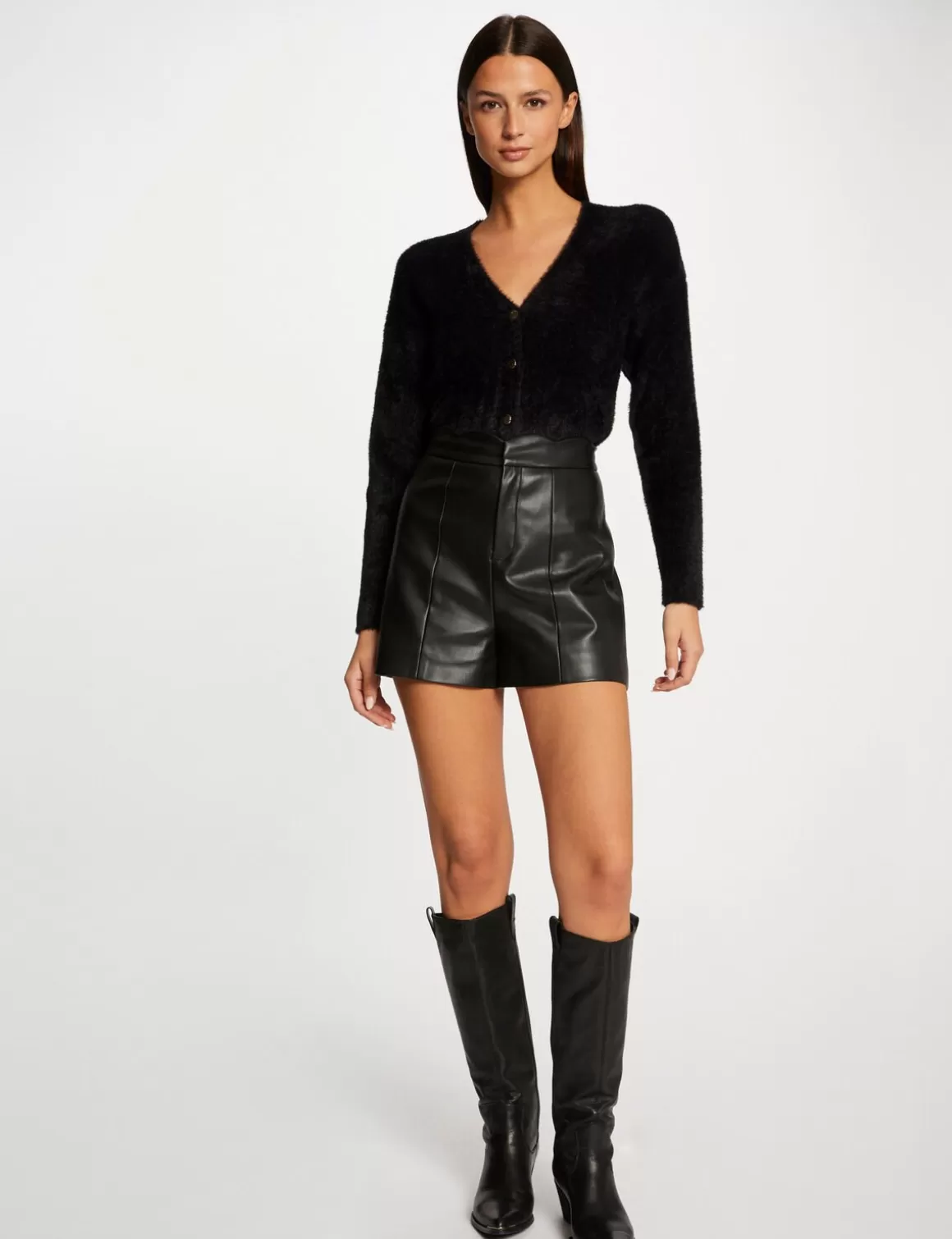 Morgan Gilets>Gilet Manches Longues Avec Col En V Femme | Noir