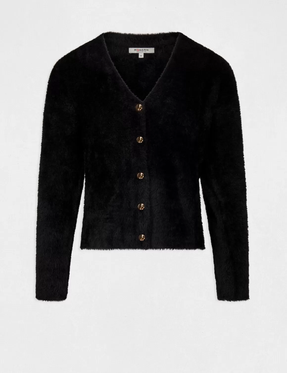 Morgan Gilets>Gilet Manches Longues Avec Col En V Femme | Noir