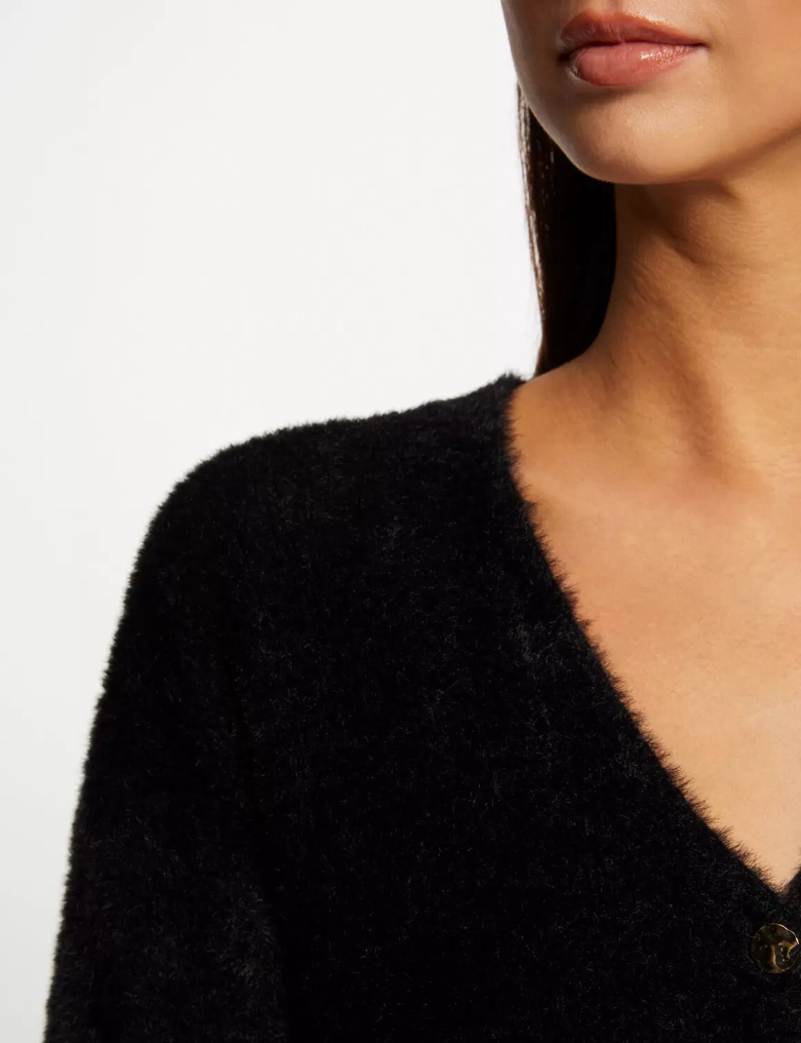 Morgan Gilets>Gilet Manches Longues Avec Col En V Femme | Noir