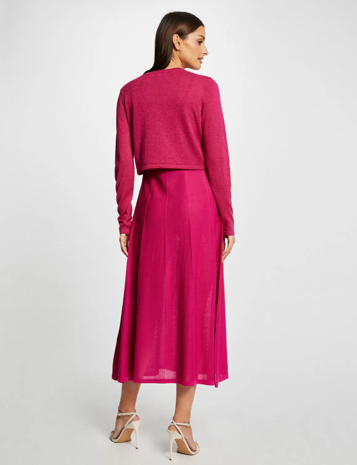 Morgan Gilets>Gilet Manches Longues Col Ouvert Rose Fonce Femme | Rose_Fonce