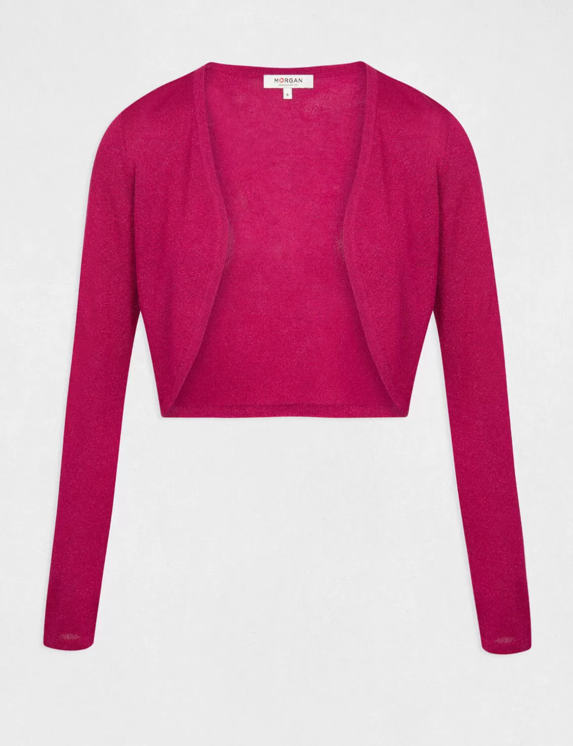 Morgan Gilets>Gilet Manches Longues Col Ouvert Rose Fonce Femme | Rose_Fonce