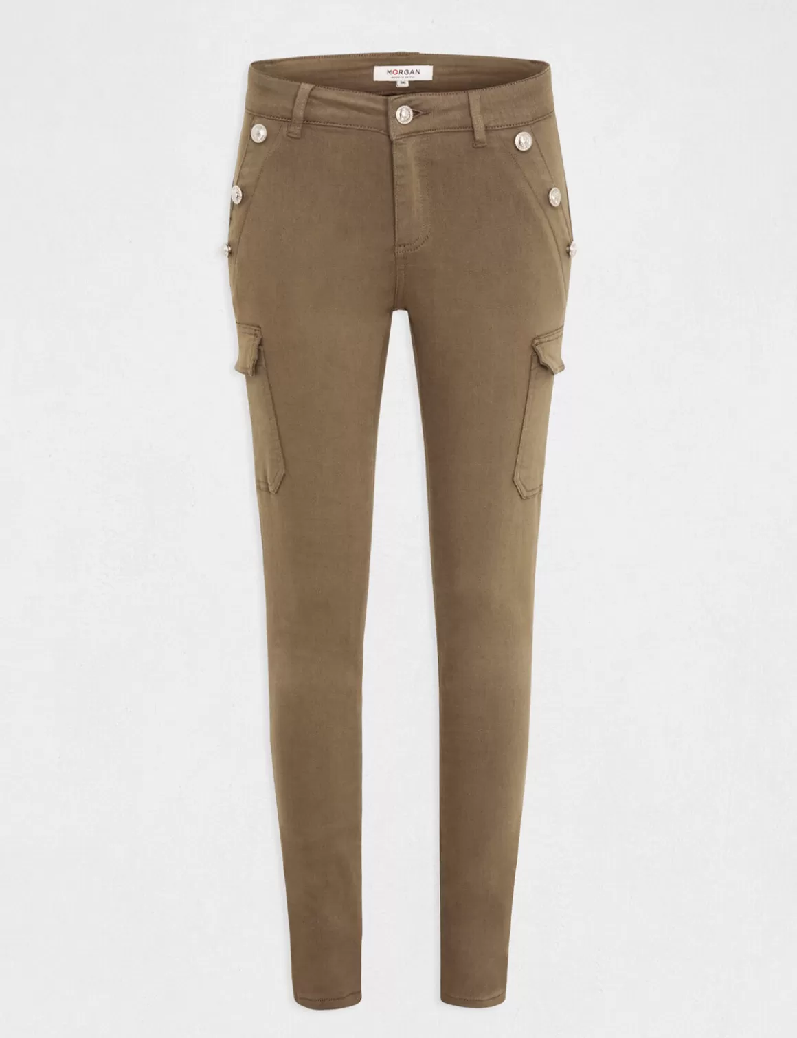 Morgan Pantalons>Jeans Cargo Skinny A Ponts Vert Kaki Femme | Vert_Kaki