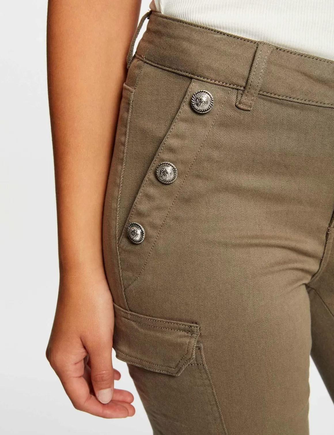 Morgan Pantalons>Jeans Cargo Skinny A Ponts Vert Kaki Femme | Vert_Kaki