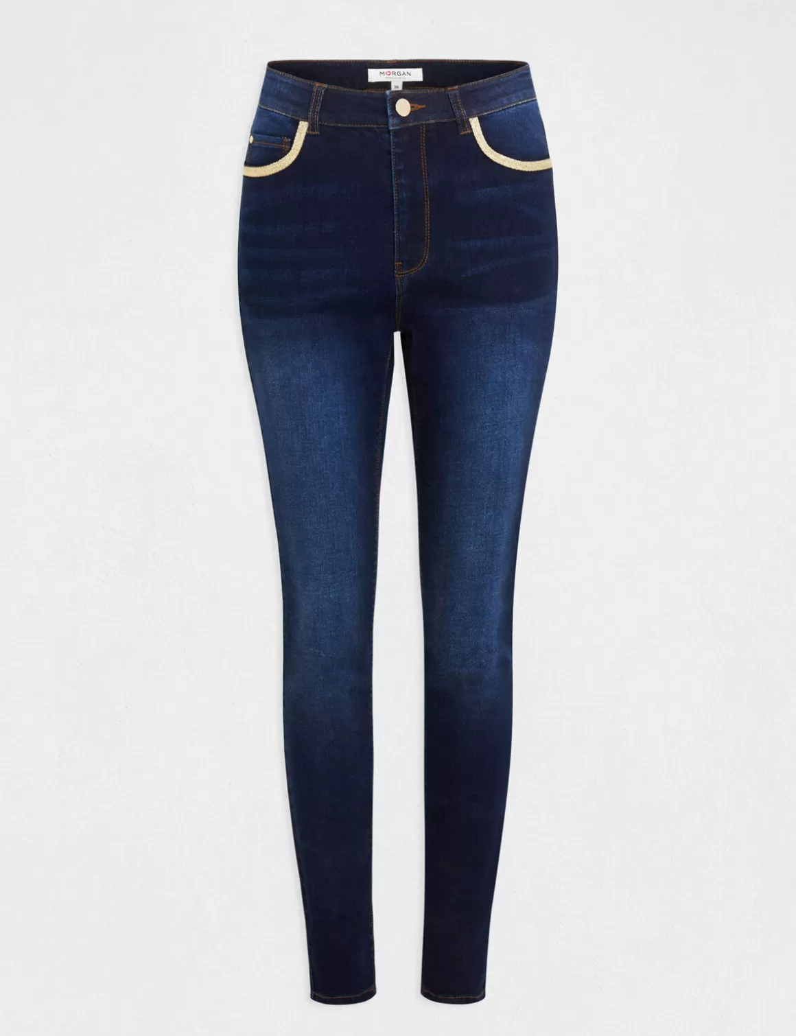 Morgan Pantalons>Jeans Skinny A Bandes Metallisees Jean Brut Femme | Jean_Brut