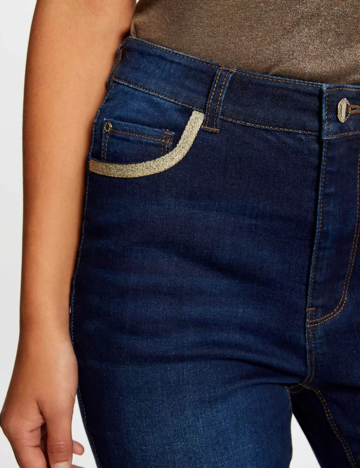 Morgan Pantalons>Jeans Skinny A Bandes Metallisees Jean Brut Femme | Jean_Brut