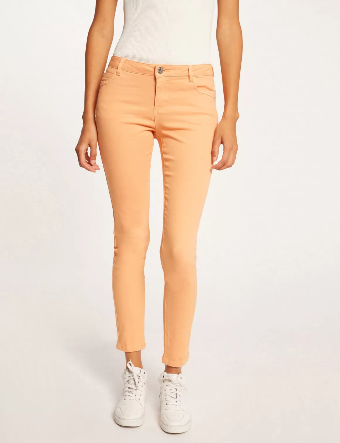 Morgan Jeans>Jeans Skinny Taille Basse Orange Clair Femme | Orange_Clair