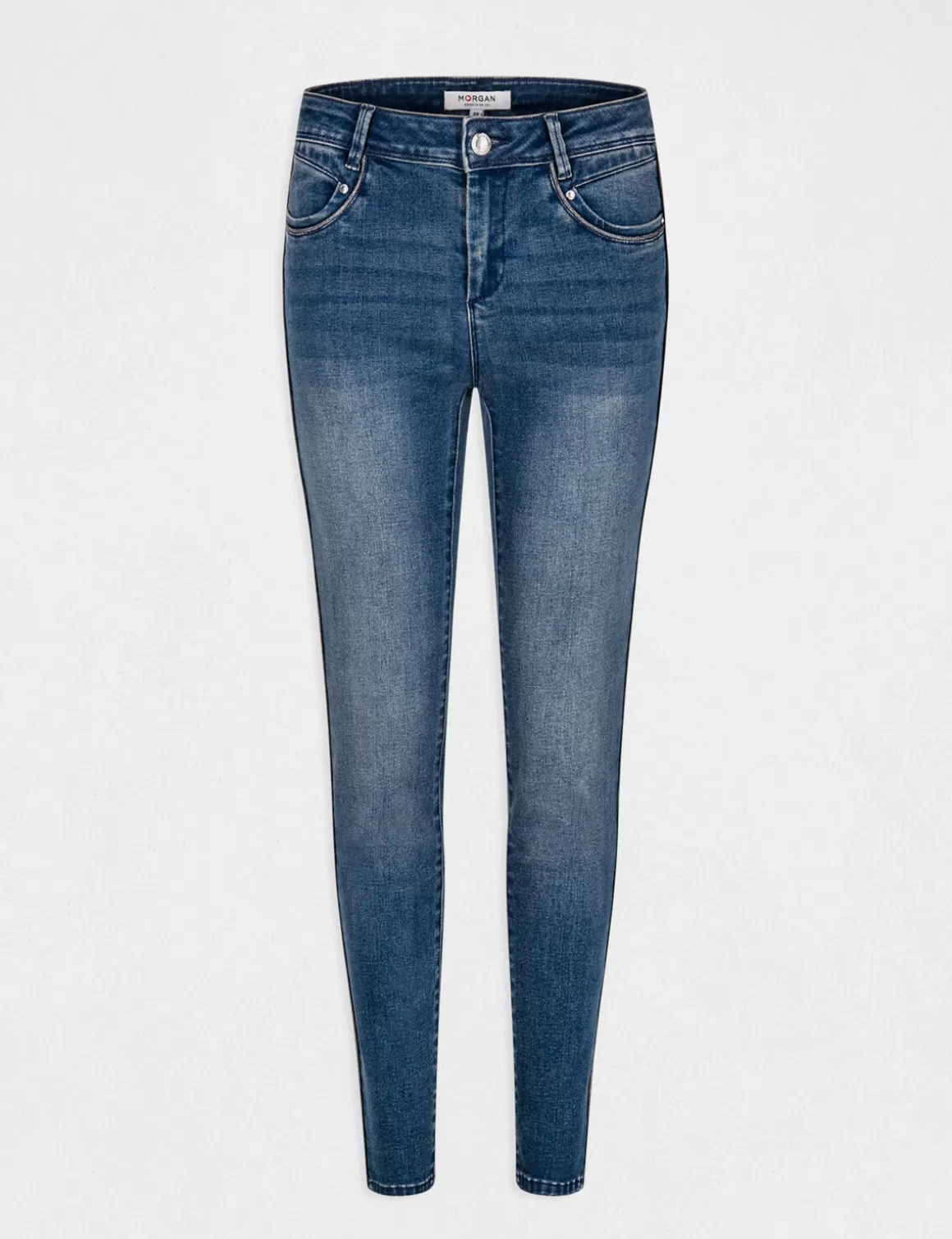 Morgan Jeans>Jeans Slim 7/8Eme Avec Bandes Jean Stone Femme | Jean_Stone