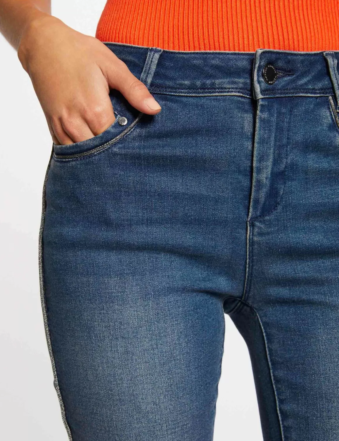 Morgan Jeans>Jeans Slim 7/8Eme Avec Bandes Jean Stone Femme | Jean_Stone