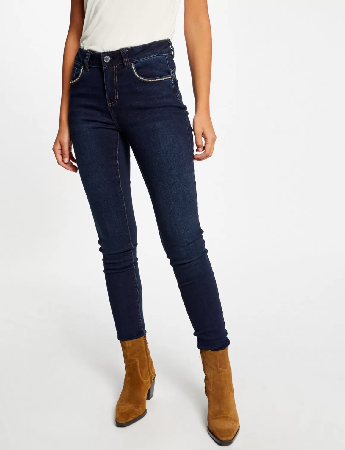 Morgan Jeans>Jeans Slim Avec Details Chaines Jean Brut Femme | Jean_Brut