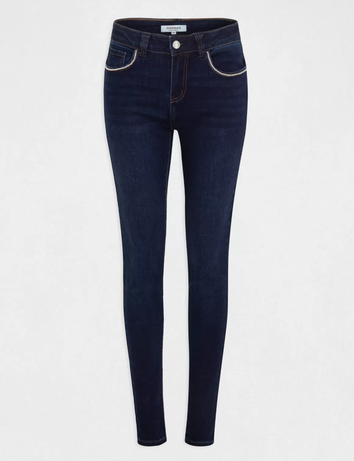 Morgan Jeans>Jeans Slim Avec Details Chaines Jean Brut Femme | Jean_Brut