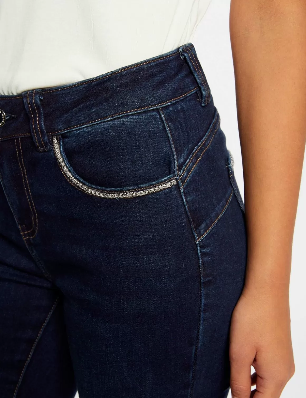 Morgan Jeans>Jeans Slim Avec Details Chaines Jean Brut Femme | Jean_Brut