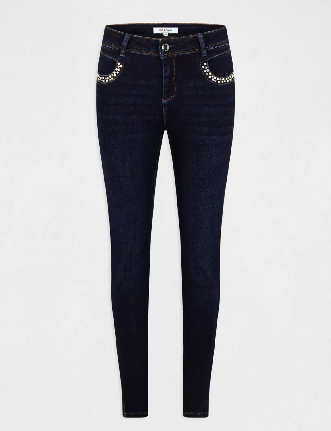 Morgan Pantalons>Jeans Slim Avec Poches Cloutees Jean Brut Femme | Jean_Brut