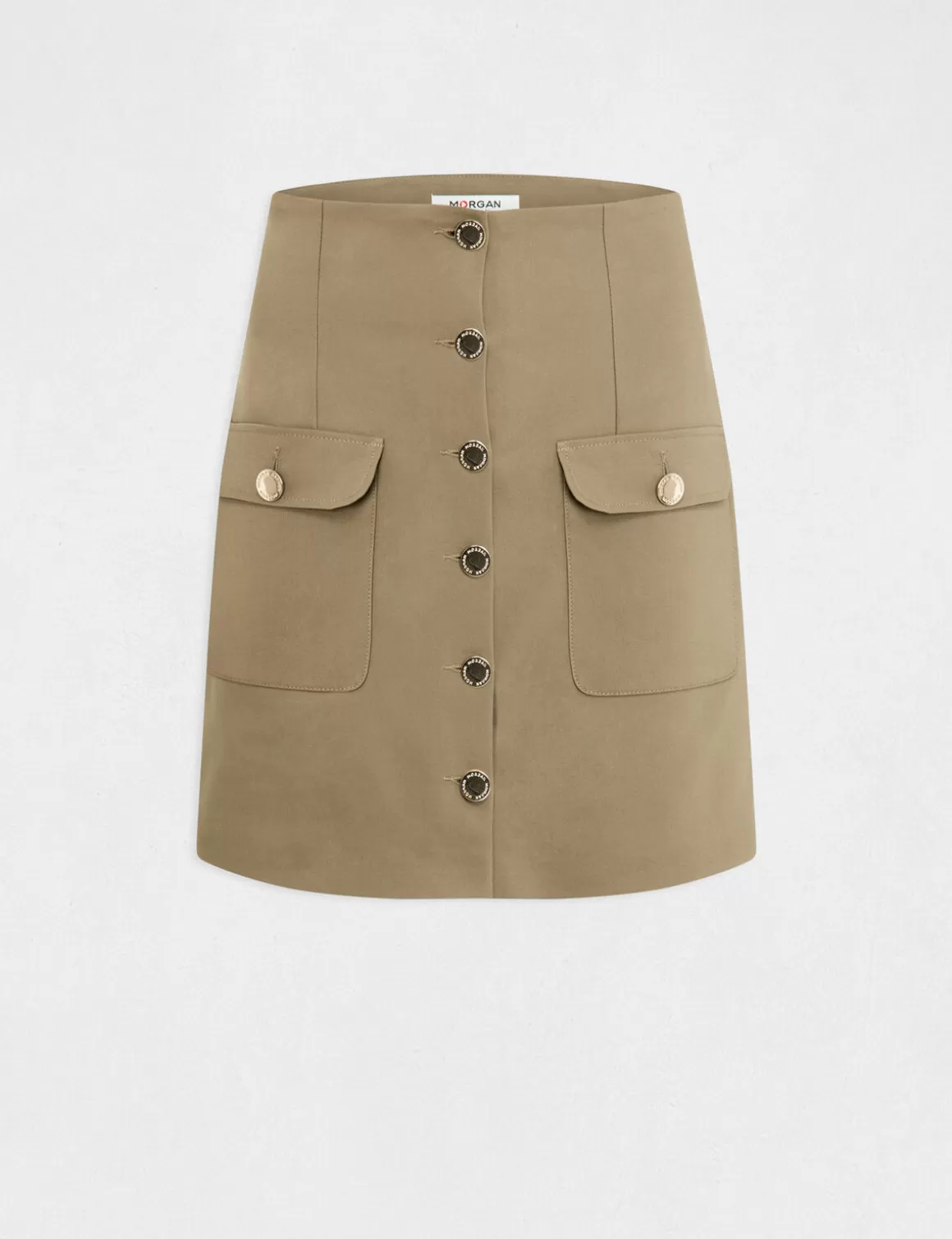 Morgan Jupes>Jupe Droite Boutonnee Avec Poches Vert Moyen Femme | Vert_Moyen