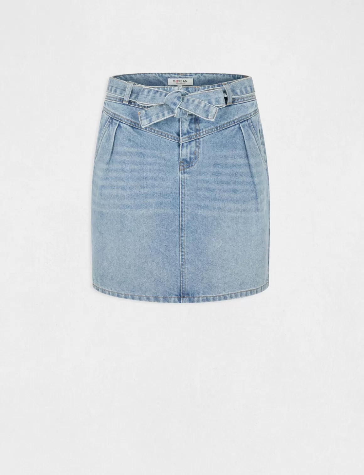 Morgan Jupes>Jupe Droite Ceinturee En Jean Jean Stone Femme | Jean_Stone