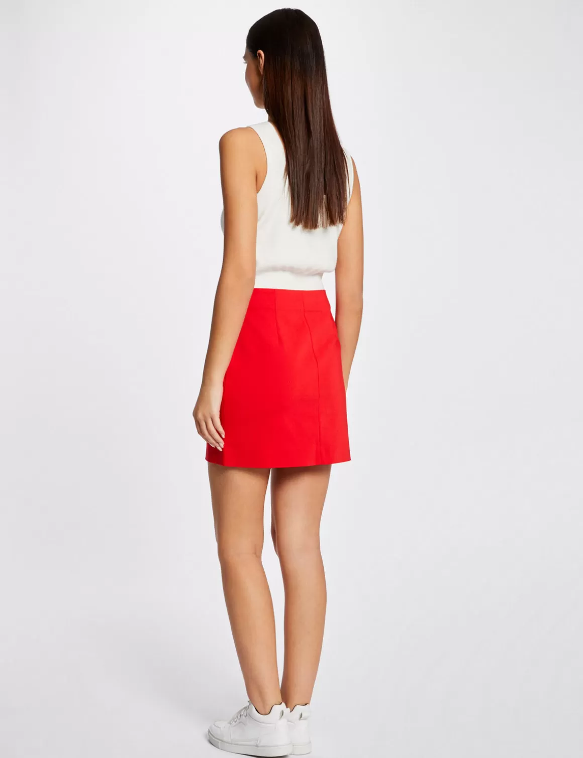 Morgan Jupes>Jupe Droite Taille Haute A Ponts Femme | Rouge