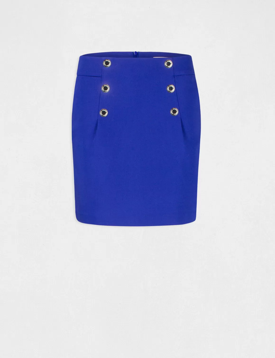 Morgan Jupes>Jupe Droite Taille Haute Avec Boutons Bleu Electrique Femme | Bleu_Electrique