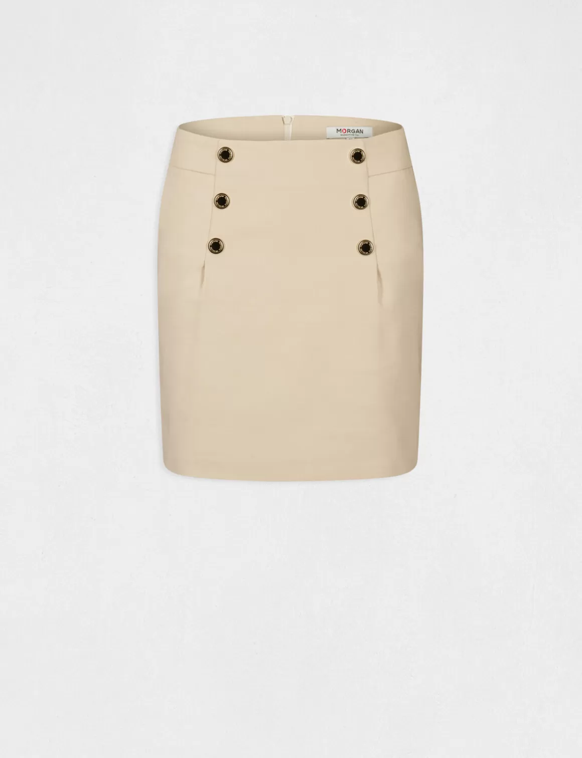 Morgan Jupes>Jupe Droite Taille Haute Avec Boutons Femme | Beige