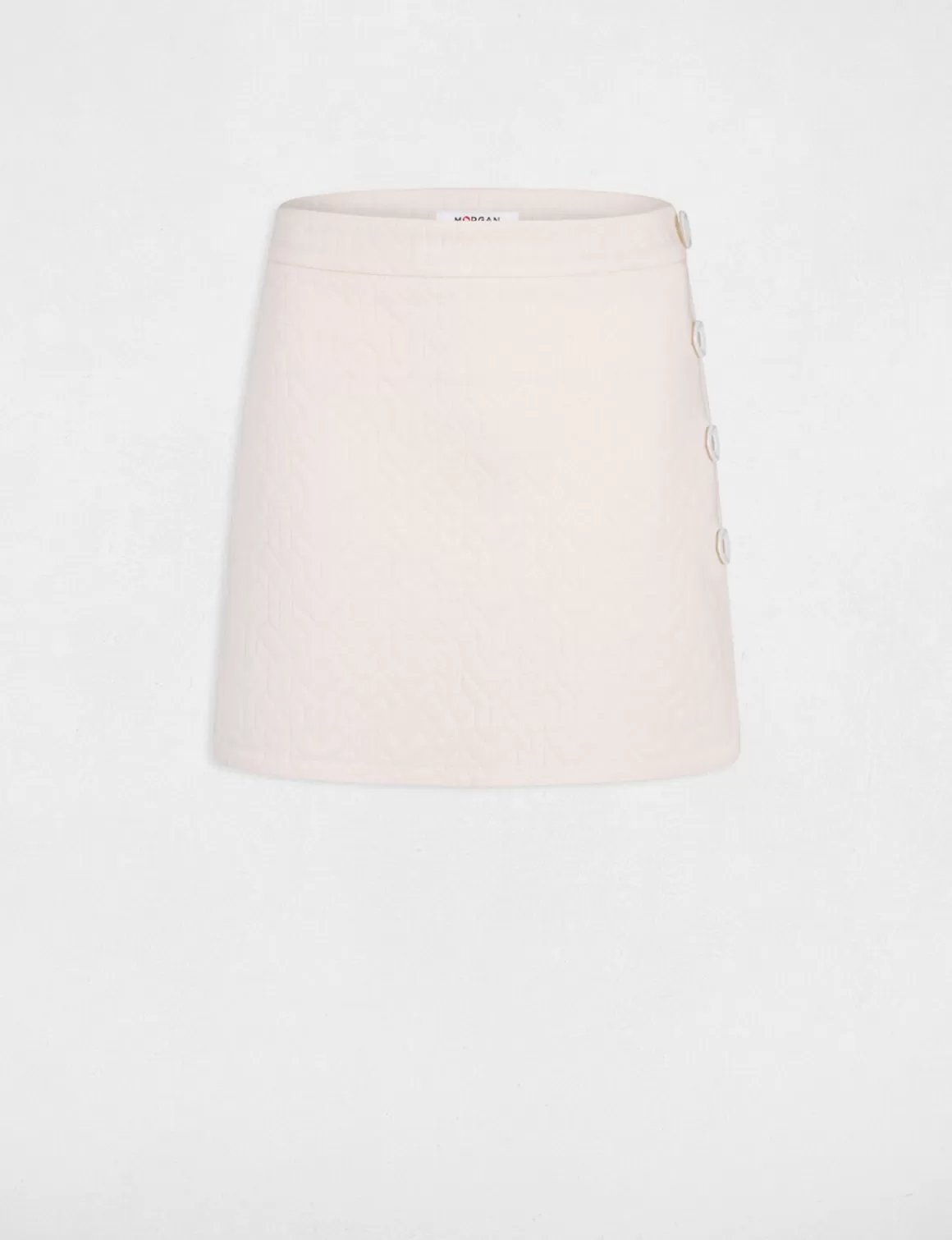 Morgan Ensembles Et Tailleurs>Jupe Portefeuille Aspect Matelasse Ecru Moyen Femme | Ecru_Moyen