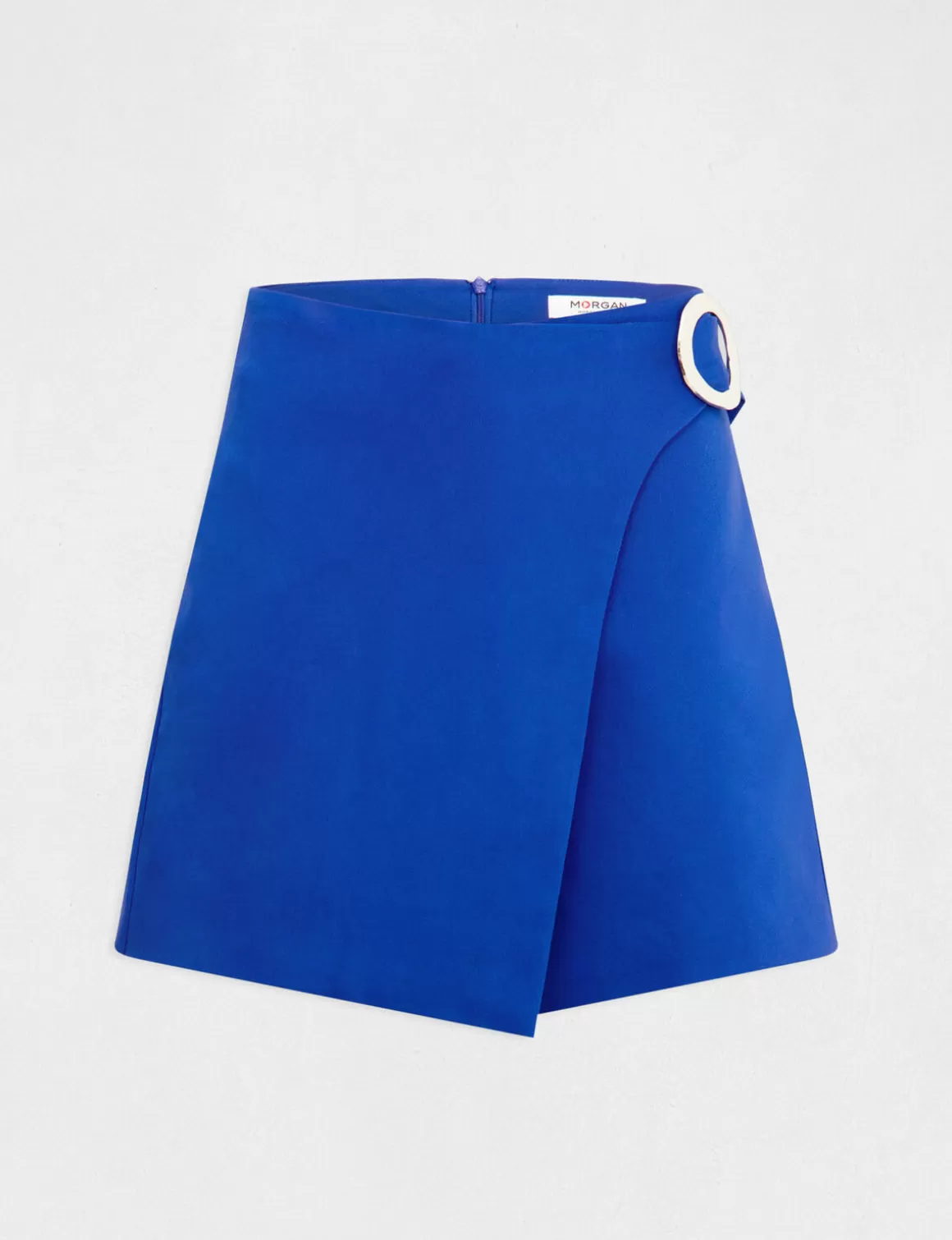 Morgan Ensembles Et Tailleurs>Jupe-Short Droite Avec Boucle Bleu Electrique Femme | Bleu_Electrique