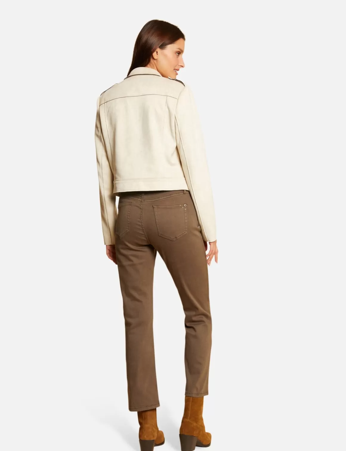 Morgan Pantalons>Pantalon Droit Taille Haute 7/8Eme Vert Kaki Femme | Vert_Kaki