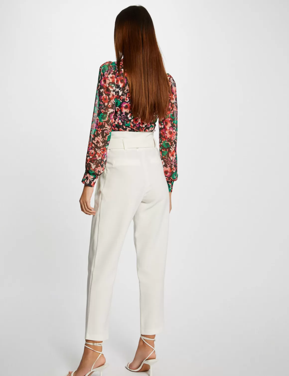 Morgan Pantalons>Pantalon Droit Taille Haute Ceinture Femme | Ecru