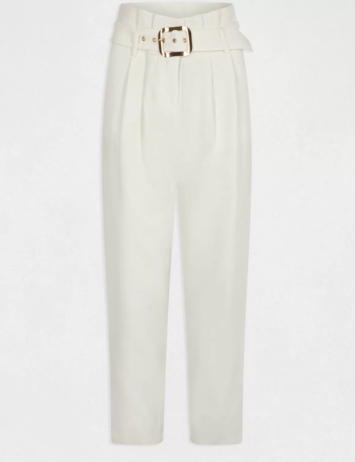 Morgan Pantalons>Pantalon Droit Taille Haute Ceinture Femme | Ecru