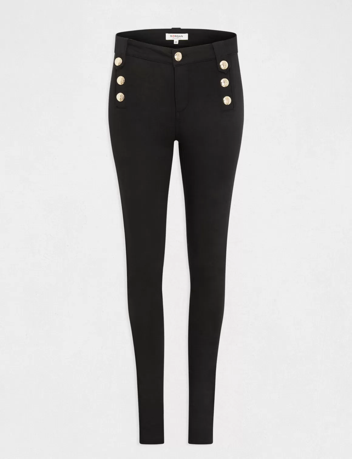 Morgan Shorts>Pantalon Skinny Avec Boutons Decoratifs Femme | Noir