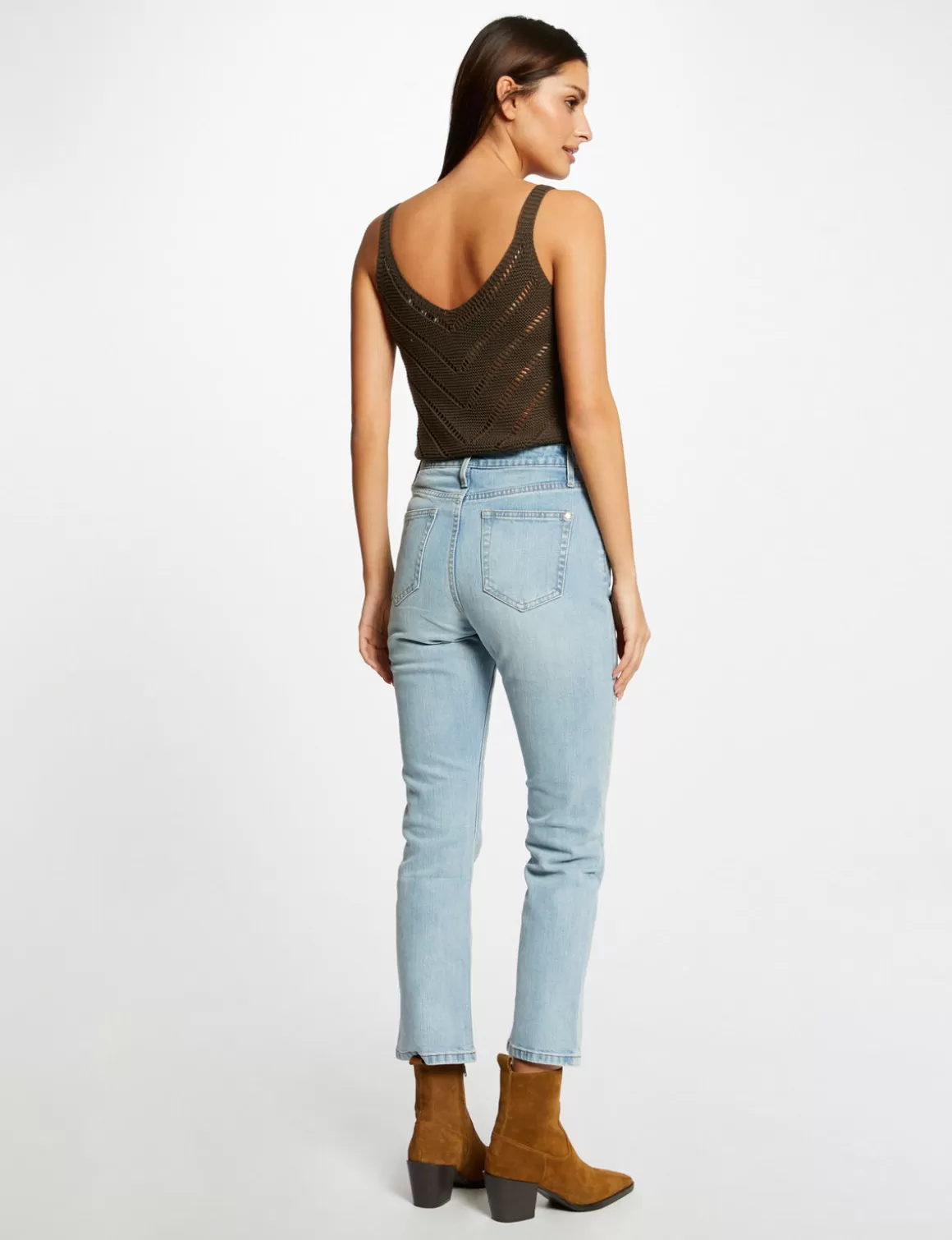 Morgan Tops Et T-Shirts>Pull Debardeur A Ornements Metalliques Vert Kaki Femme | Vert_Kaki