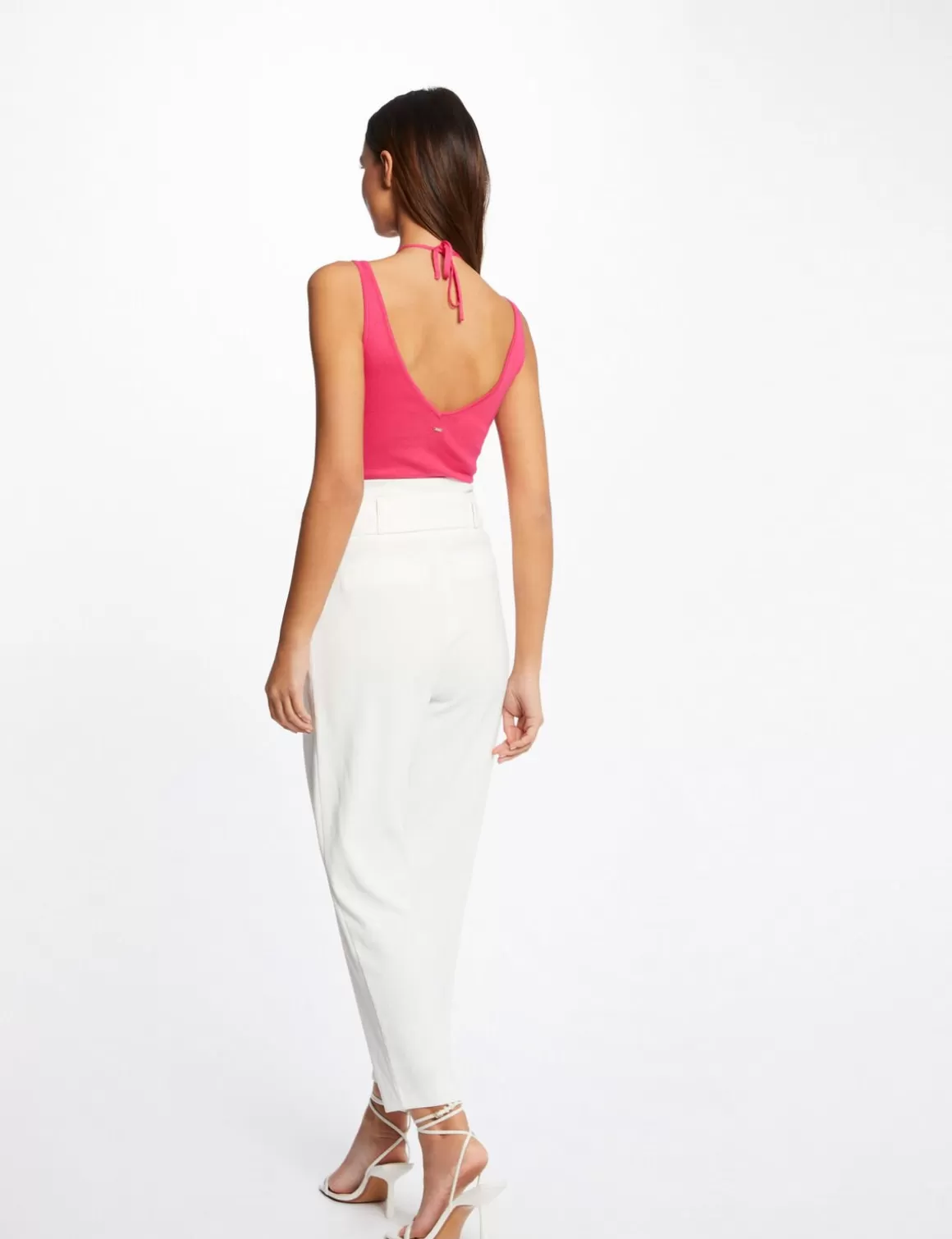 Morgan Tops Et T-Shirts>Pull Debardeur Avec Dos Nu Rose Fonce Femme | Rose_Fonce