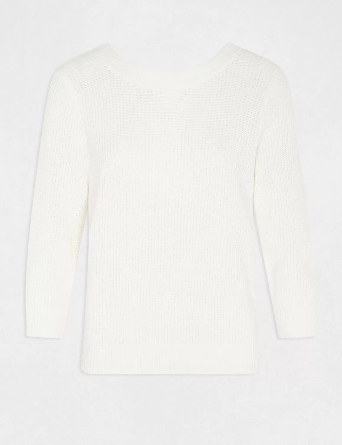 Morgan Pulls>Pull Manches 3/4 Avec Dos En V Femme | Ivoire