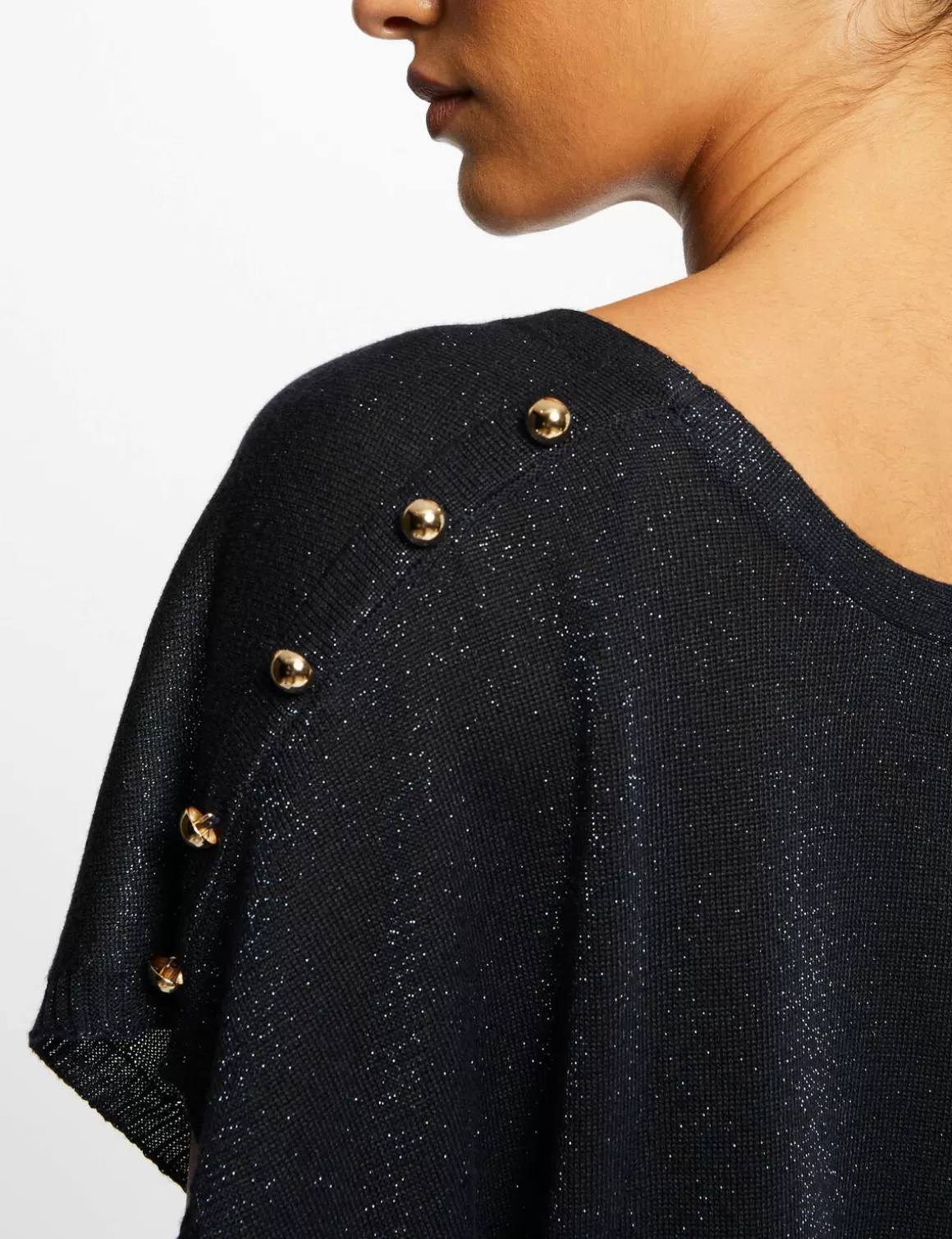 Morgan Pulls>Pull Manches Courtes A Col En V Femme | Marine