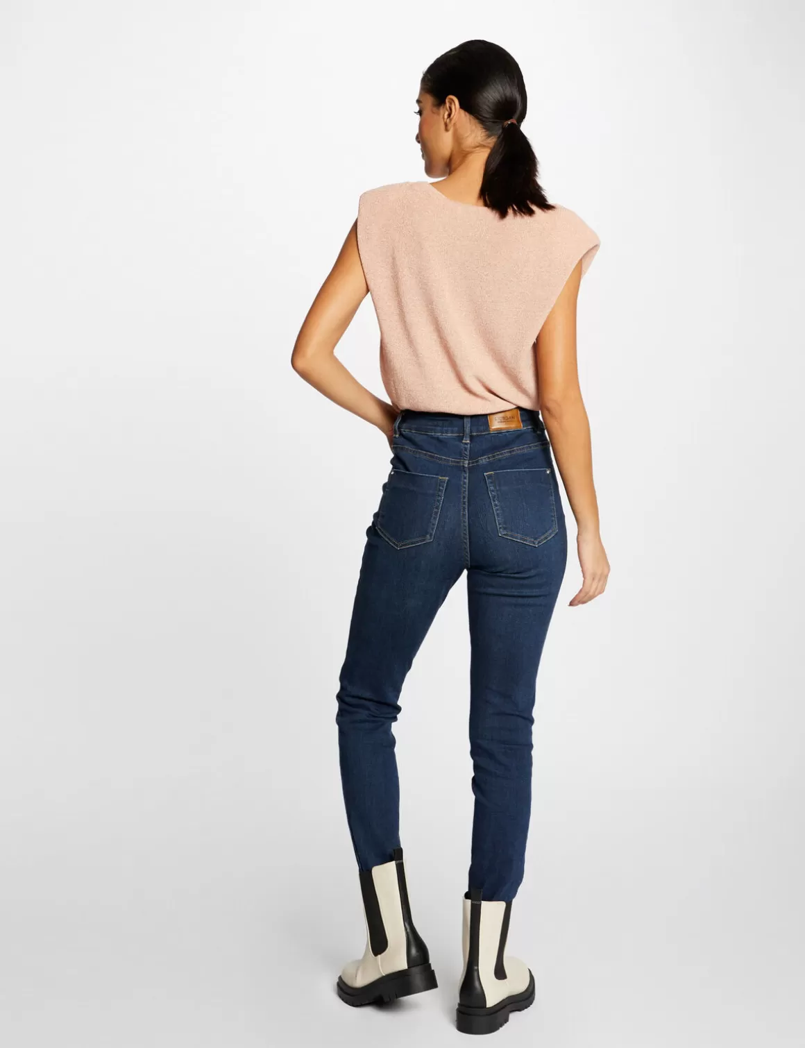 Morgan Pulls>Pull Manches Courtes A Epaulettes Vieux Rose Femme | Vieux_Rose