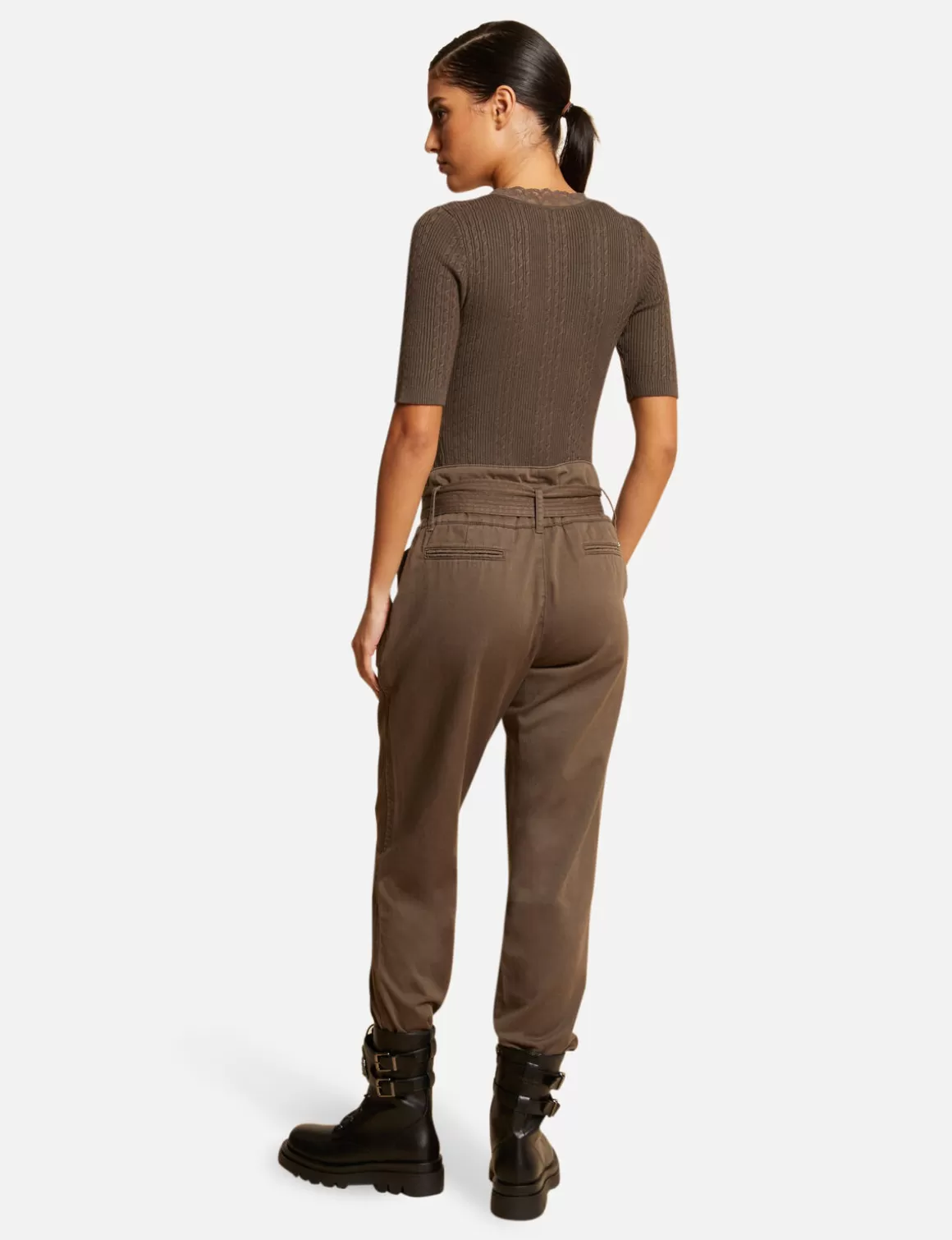 Morgan Pulls>Pull Manches Courtes Avec Col En V Vert Kaki Femme | Vert_Kaki