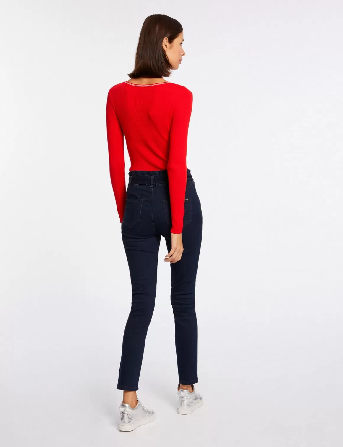 Morgan Pulls>Pull Manches Longues A Col En V Femme | Rouge