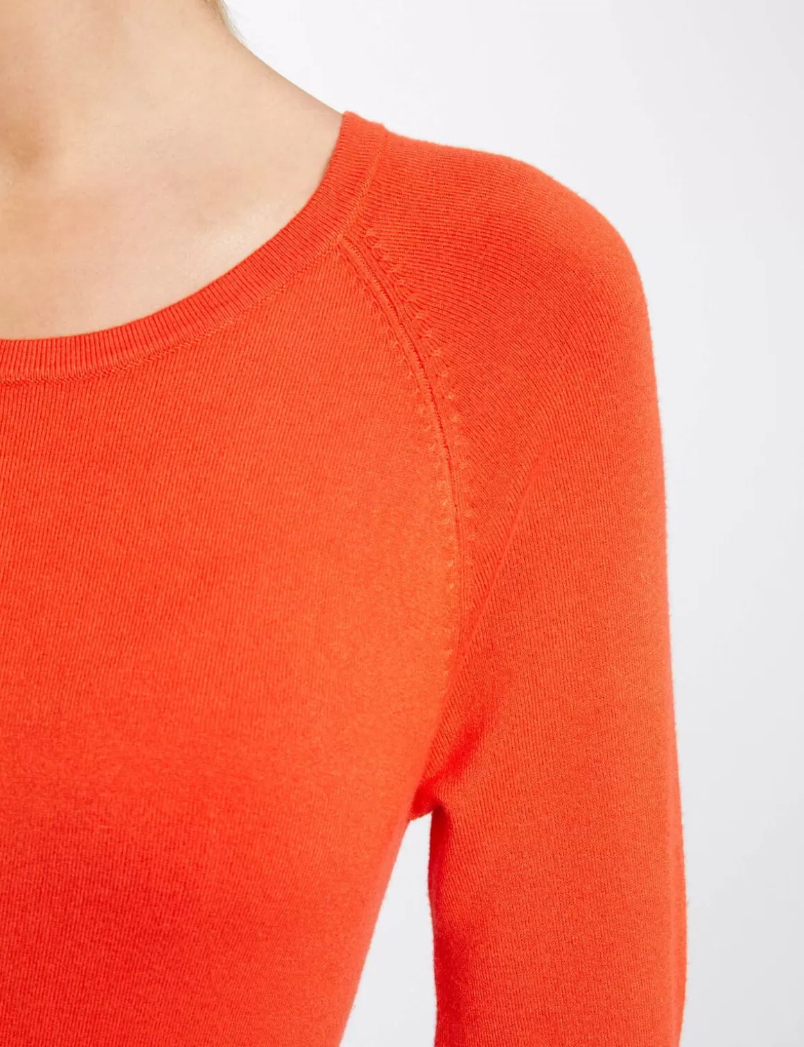 Morgan Pulls>Pull Manches Longues A Col Rond Orange Fonce Femme | Orange_Fonce