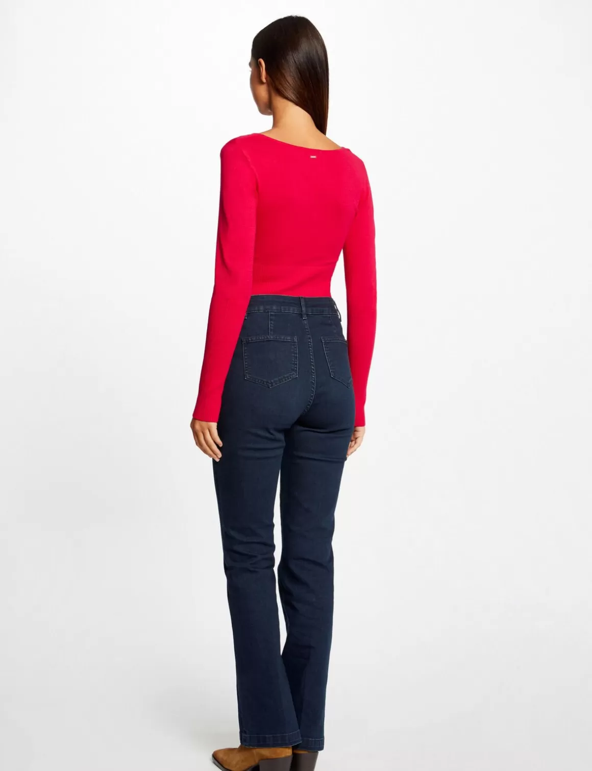 Morgan Pulls>Pull Manches Longues A Detail Zippe Rose Moyen Femme | Rose_Moyen