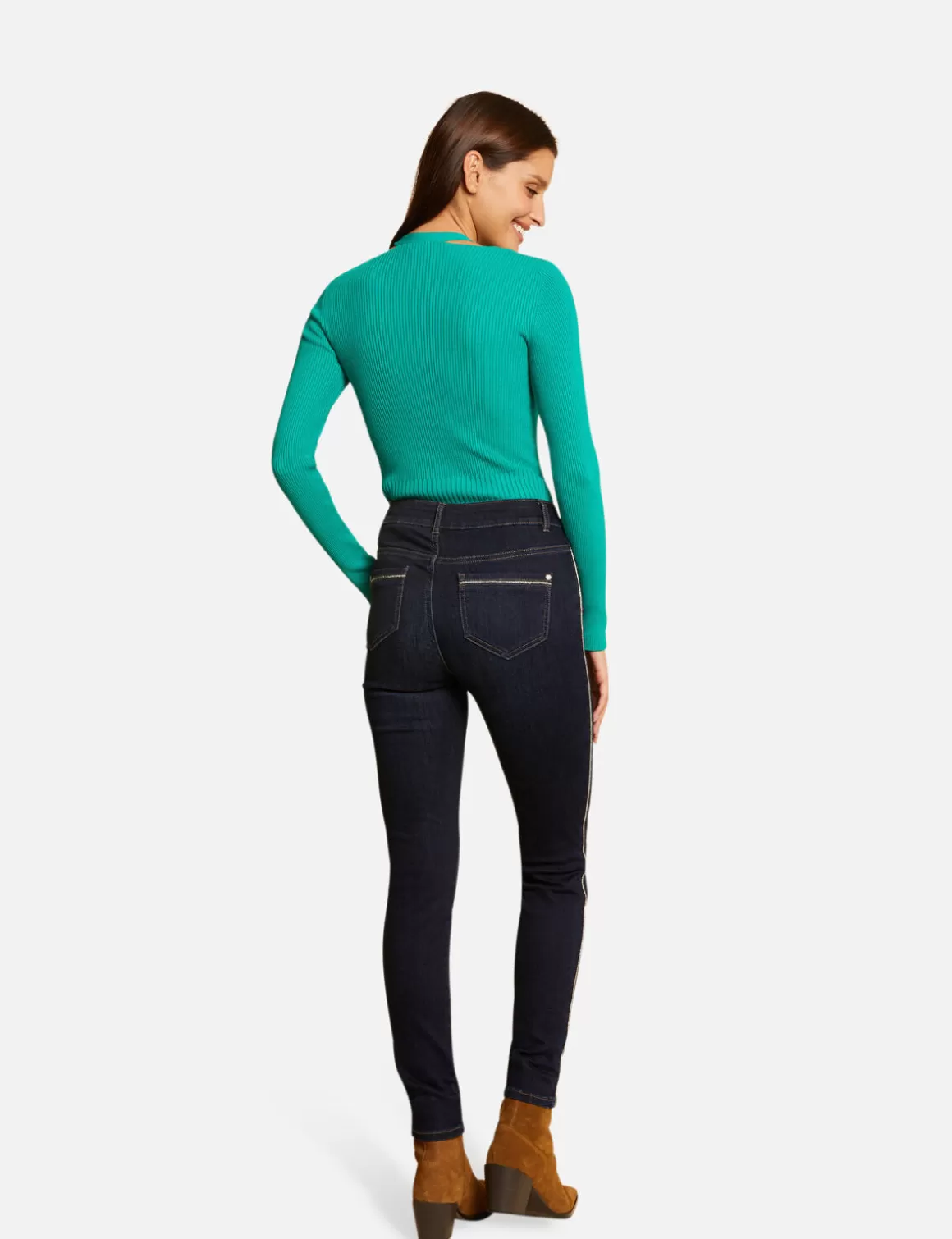 Morgan Pulls>Pull Manches Longues Avec Boutons Vert Moyen Femme | Vert_Moyen