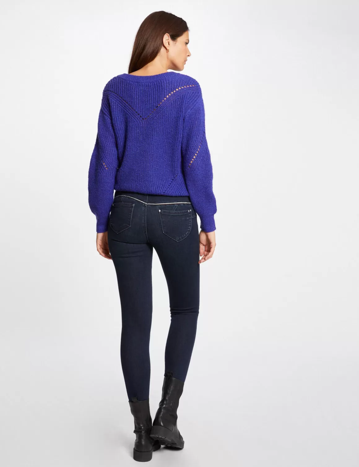 Morgan Pulls>Pull Manches Longues Avec Col En V Femme | Violet