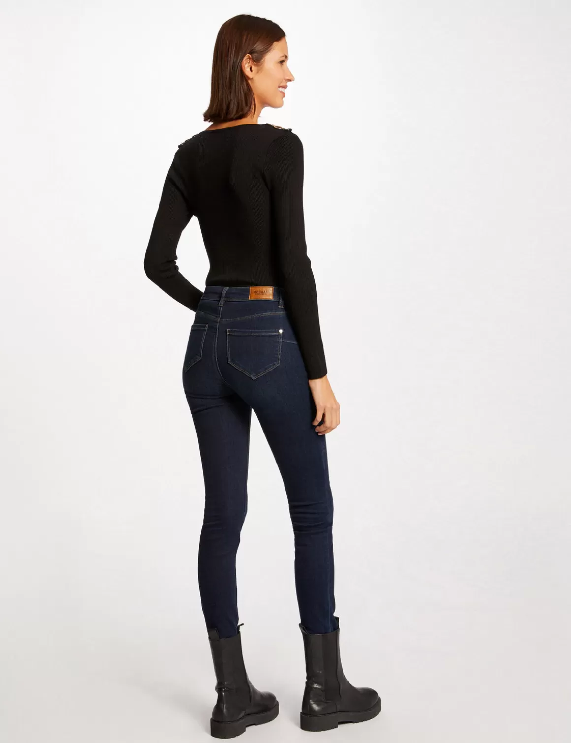 Morgan Pulls>Pull Manches Longues Avec Col En V Femme | Noir