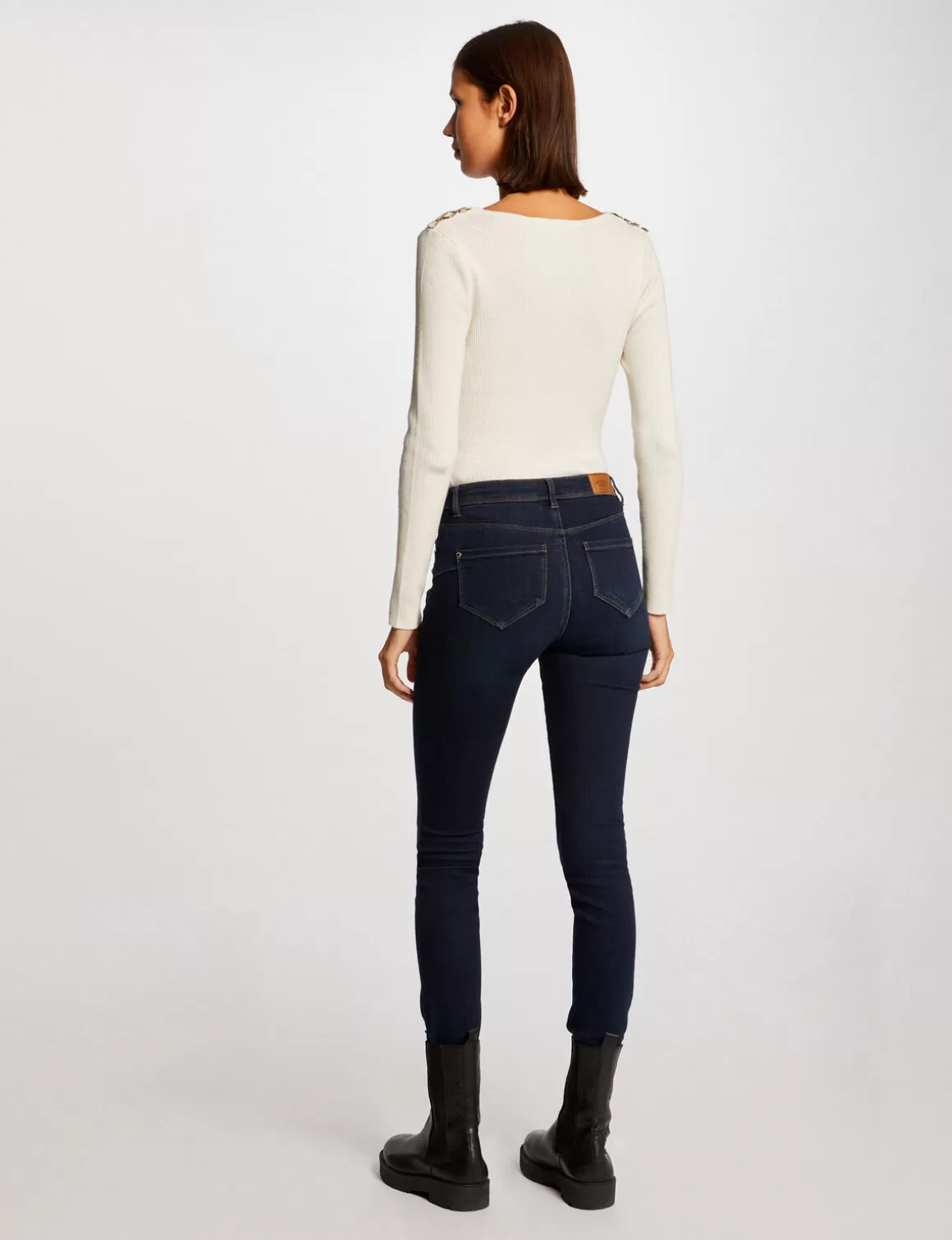 Morgan Pulls>Pull Manches Longues Avec Col En V Femme | Ivoire