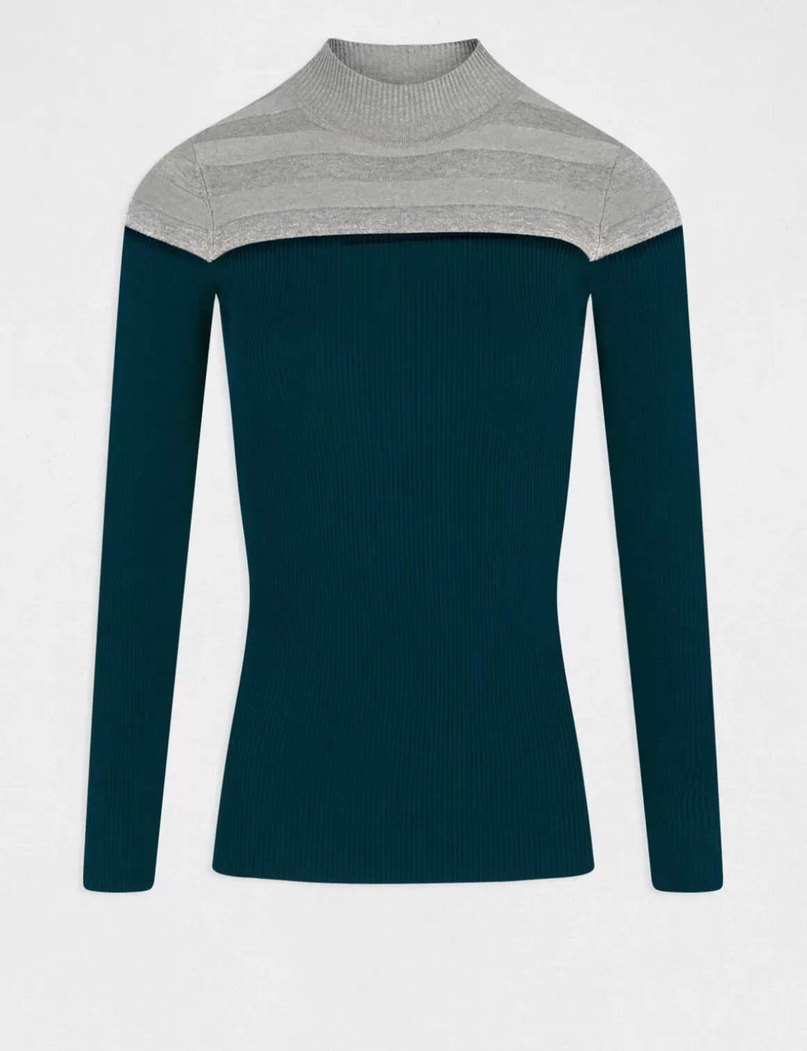 Morgan Pulls>Pull Manches Longues Col Montant Gris Anthracite Femme | Gris_Anthracite