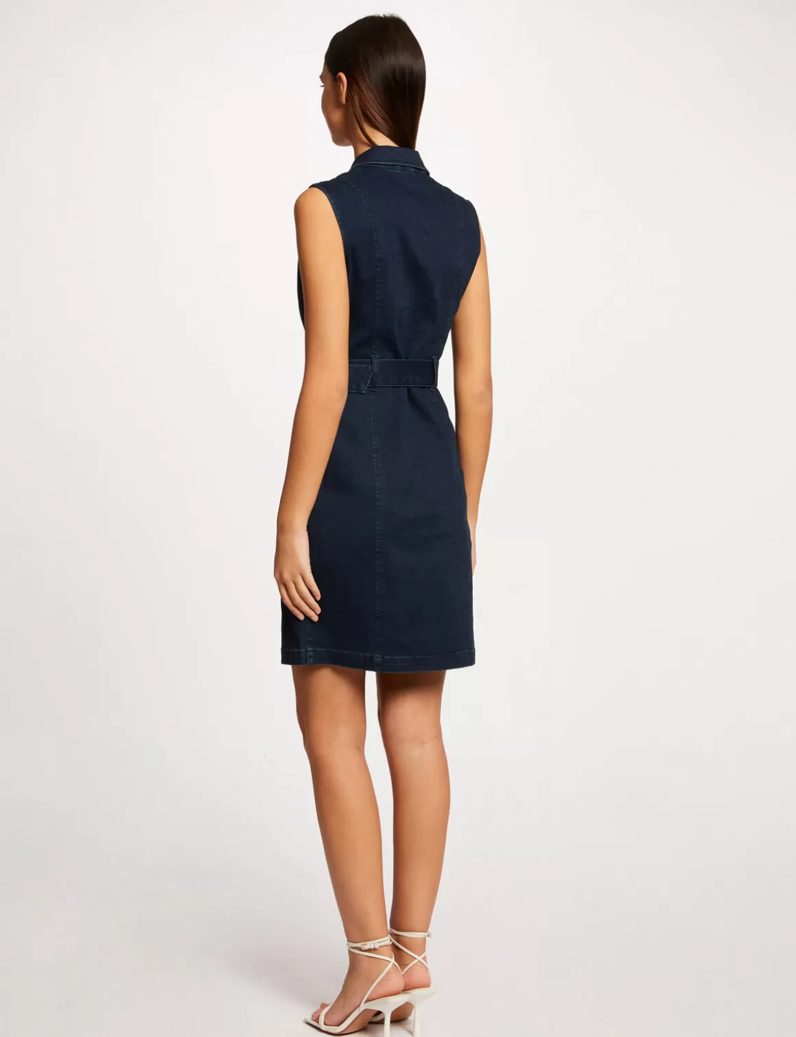 Morgan Robes>Robe Ajustee Drapee Sans Manches En Jean Jean Brut Femme | Jean_Brut